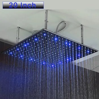 

Bathroom Accessories Rain Spa Big Shower 20 Inch 3 Colors LED Light Ceiling Mounted doccia Square Rain Brush