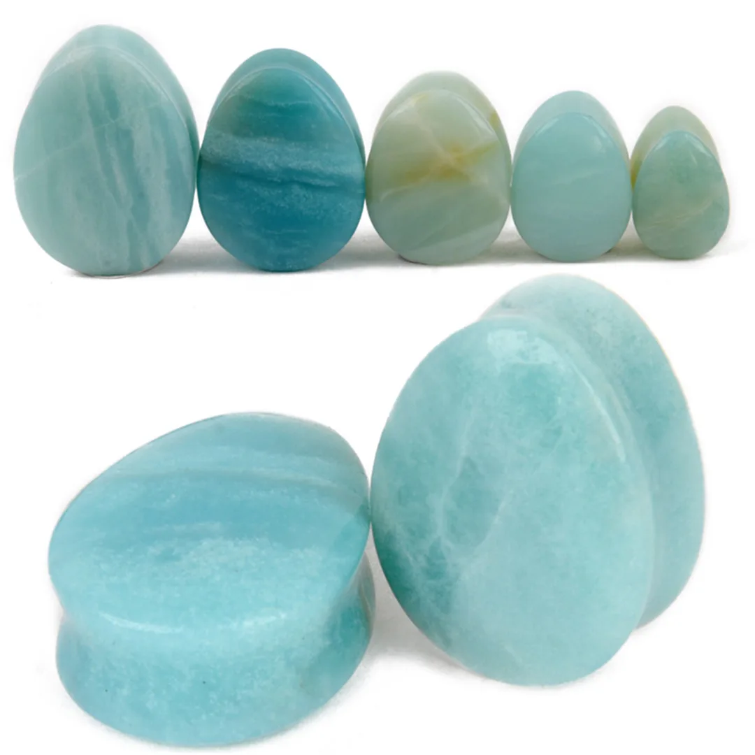 1 Pair Amethyst Natural Stone Teardrop Ear Plugs Tunnel Shellhard Gauges Ear Expanders Stretcher Fashion Body Pircings Jewelry
