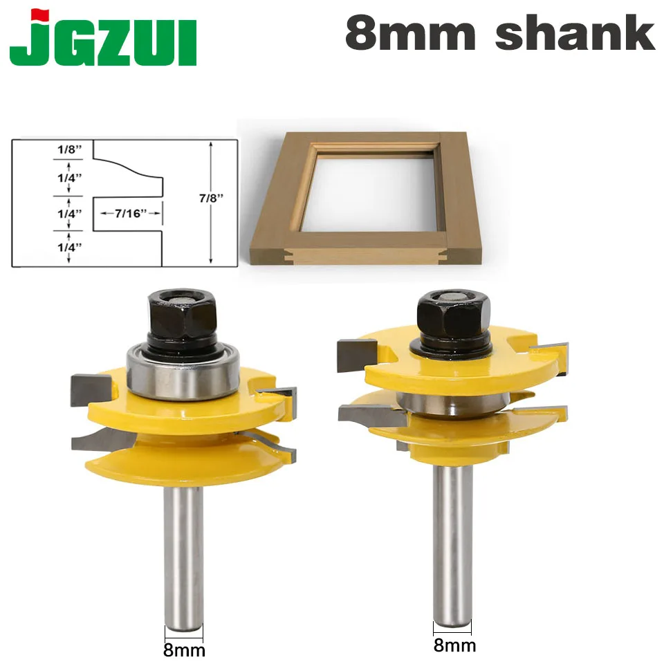  2 Bit Rail and Stile Router Bit Set - 8