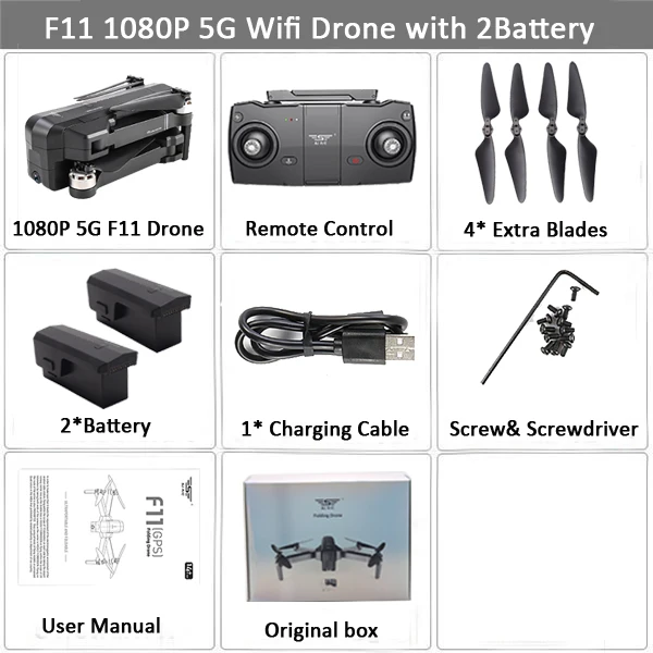 SJRC F11 GPS Drone with 5G Wifi FPV 1080P Camera Gesture Control Brushless Quadcopter 25mins Flight Time Foldable Selfie RC Dron - Color: 1080P 2B BX