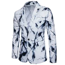 AutumnBlazers мужской костюм куртки молния перо печати Производительность куртка Тонкий Блейзер Мужской одной кнопки верхняя одежда пальто XXXL