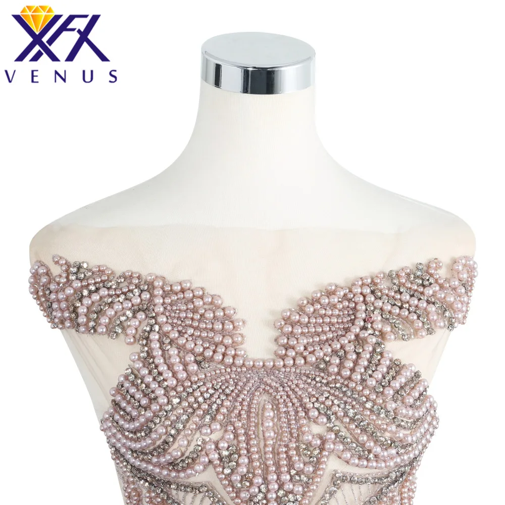 XFX VENUS 1 комплект ручная вышивка стразы аппликация Одежда отделка патч свадебное платье Обрезка костюм с украшениями аксессуары