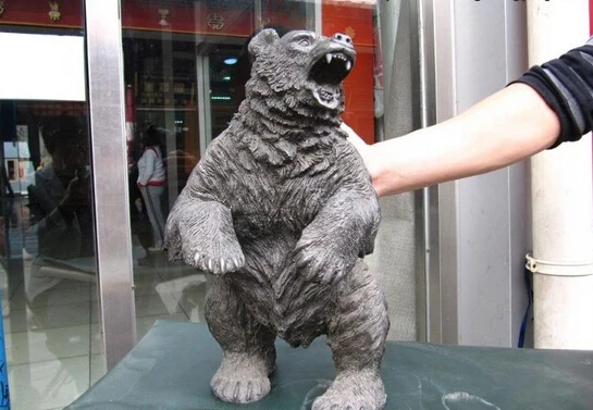 

wholesale factory 16 Chinese Pure Bronze Copper animal bellow black bear Art sculpture statue