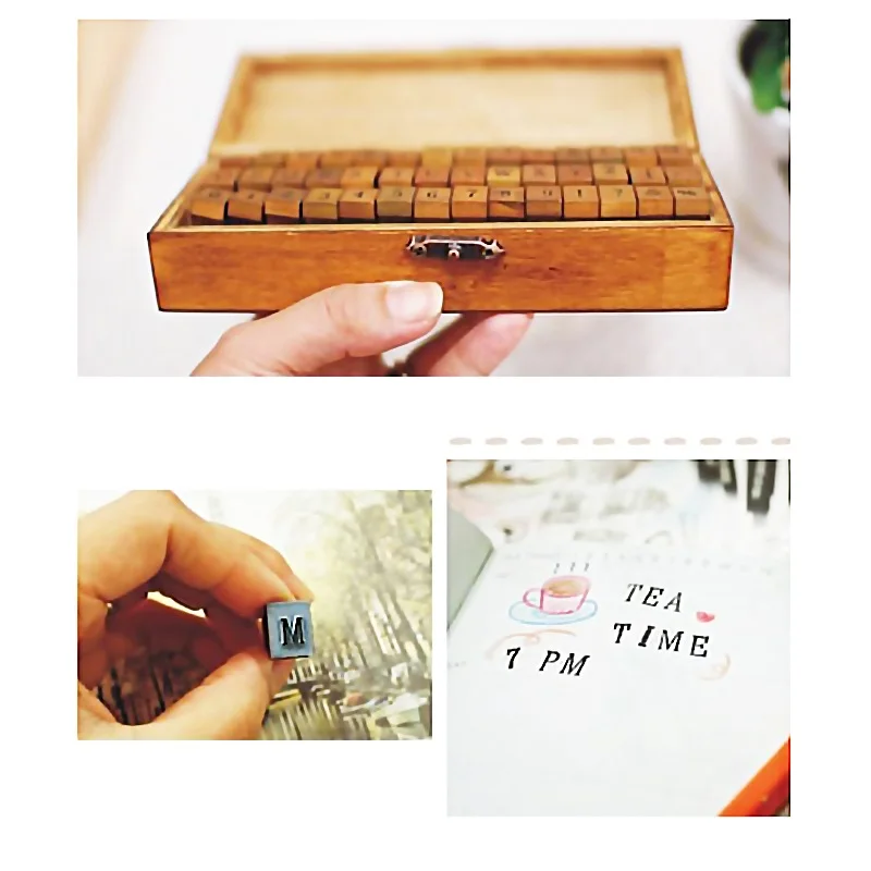 70 шт. DIY Декор деревянный штамп вертикально нижние буквы Алфавит ...