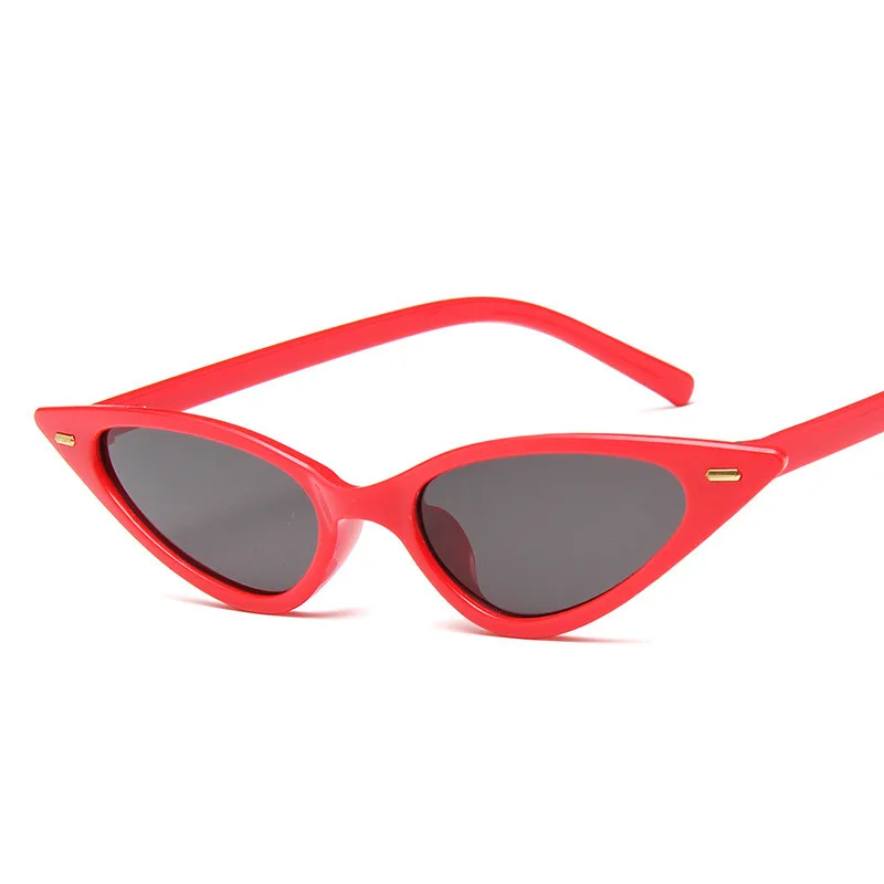 Женские сексуальные солнцезащитные очки кошачий глаз, брендовые дизайнерские маленькие треугольные Винтажные Солнцезащитные очки, ретро очки «кошачий глаз», фиолетовые черные солнцезащитные очки - Цвет линз: Red Gray
