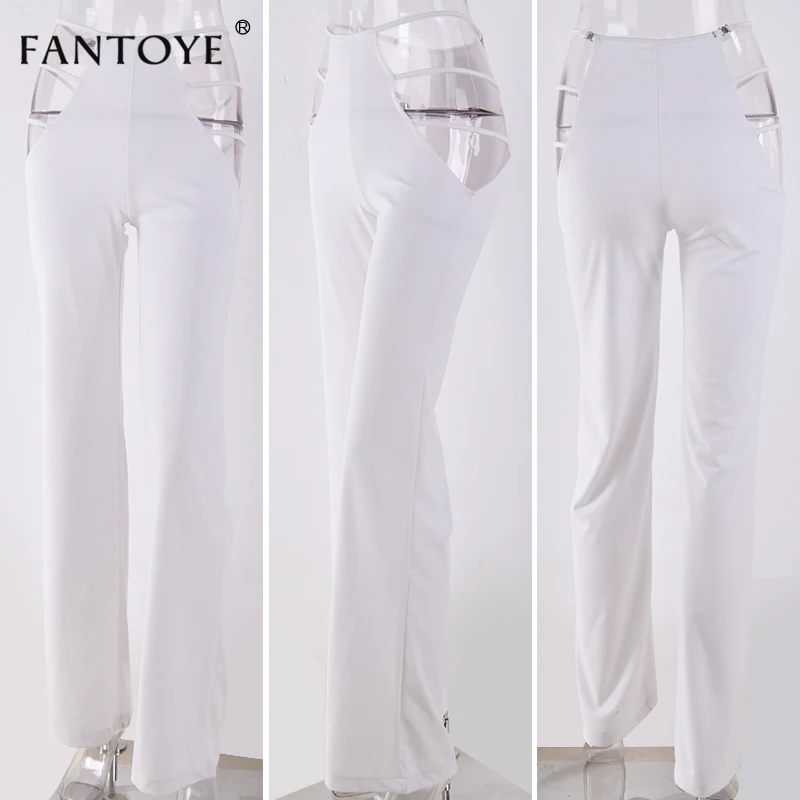 Женские расклешенные брюки Fantoye, широкие уличные штаны с высокой посадкой, с прорезями, на каждый день, на осень и зиму