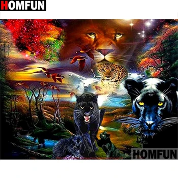 

HOMFUN Full Square/Round Drill 5D DIY Diamond Painting "Tiger leopard" Embroidery Cross Stitch 5D Home Decor Gift A14906