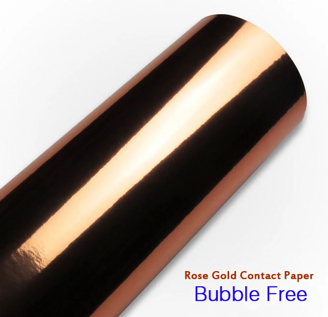 

High Gloss Rose Gold Contact Paper Bubble Free Peel Sticker Self Adhesive Vinyl Wallpaper