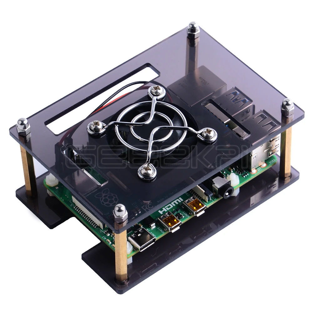 Акриловый прозрачный корпус GeeekPi с охлаждающим вентилятором Raspberry Pi 4 Модель B для