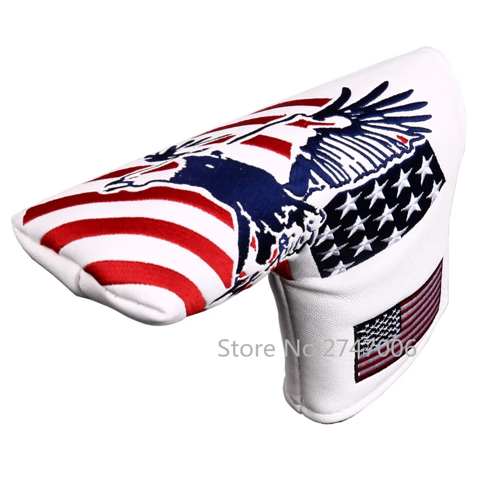 Free Shipping 1pc USA Starts and Stripes Golf Putter Cover Golf Magnetic Putter Cover Blade Head Cover with Eagle Pattern