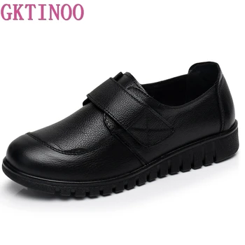

GKTINOO Women Flat Shoes Soft Genuine Leather Mother Shoes Comfort Casual Shoes Female Autumn Women flats