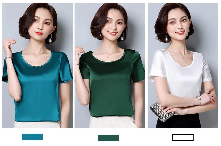 New Korea Fashion Blusas Mujer 2018 Summer Short Sleeve Plus Size Shirts Women Blouses Casual Wine Green Slik Tops Ladies (2)