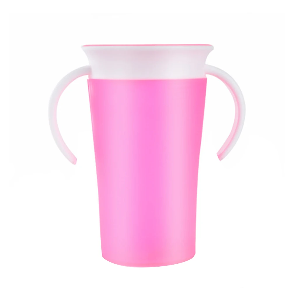 

Toddler Drinking Water Smooth Training Anti Spill 360 Degree With Handle Portable Learning Cup Solid Easy Clean Soft Silicone