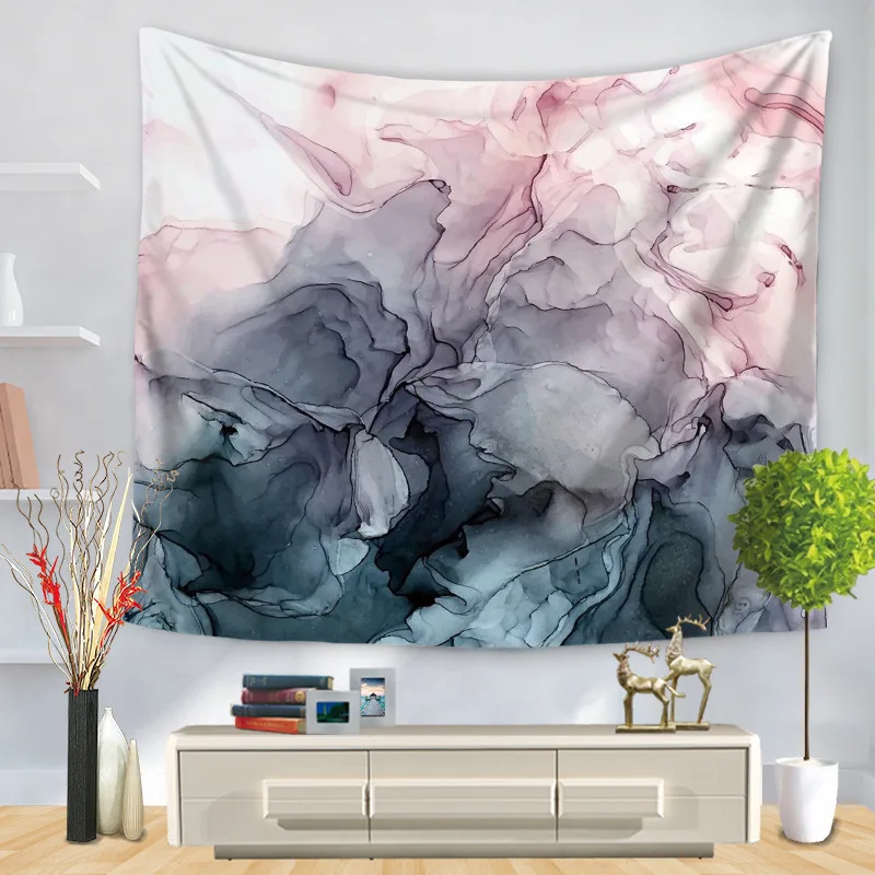 Mountain Printed Hanging Tapestry Watercolor Wall Hanging Tapestries Boho Bedspread Yoga Mat Blanket - Цвет: 6