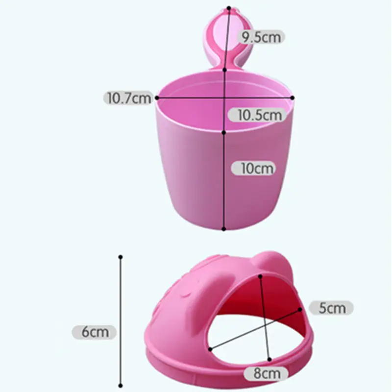 Cute Cartoon Baby Shower Bath Spoon Head Watering Bottle Todder Kids Wash Hair Bailer Shampoo Cup & Cap Infant Care Tool