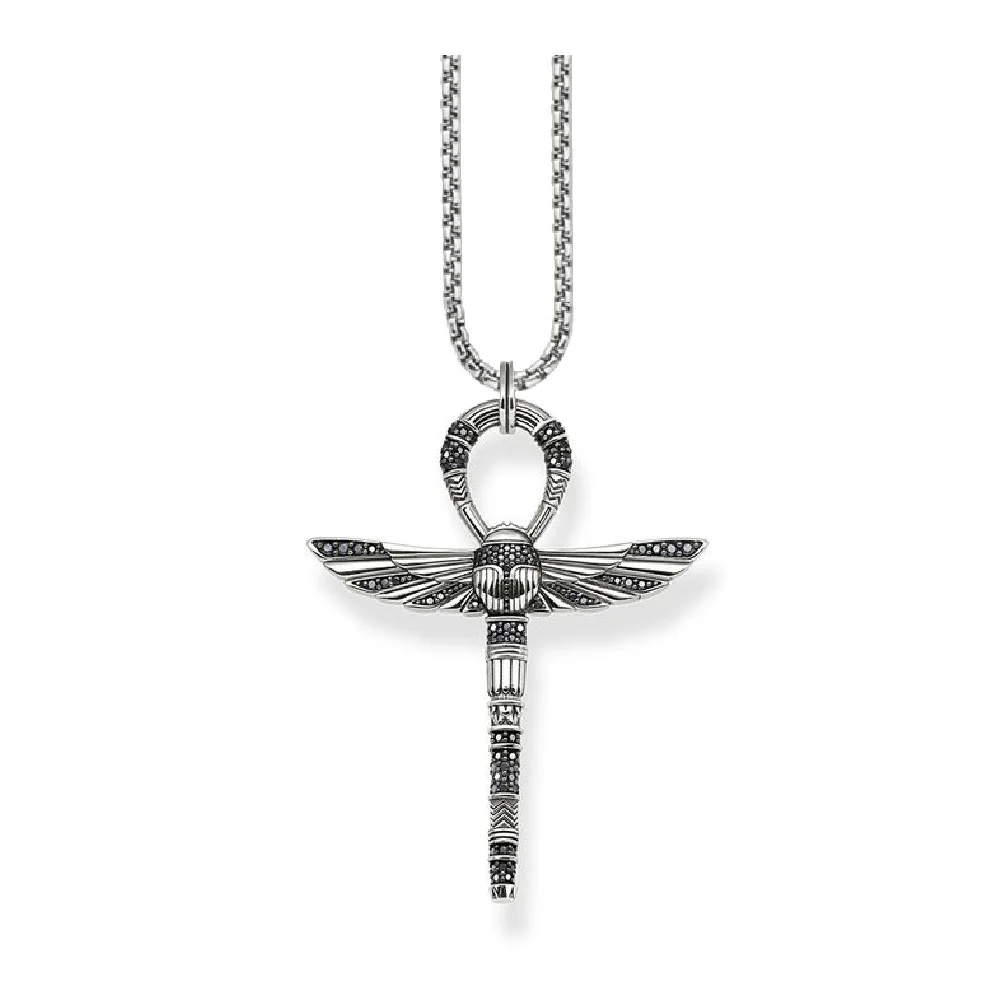 

Pharaoh Scarab Cross Pendants Necklaces For Women Men,Punk 925 Sterling Silver Rebel Fashion Jewelry Gift Link Chain Bijoux