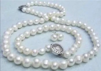 

Lovely Women's Wedding Jewelry natural freshwater pearl 7-8mm wei e Perlenkette Armband necklace bracelet earring Set