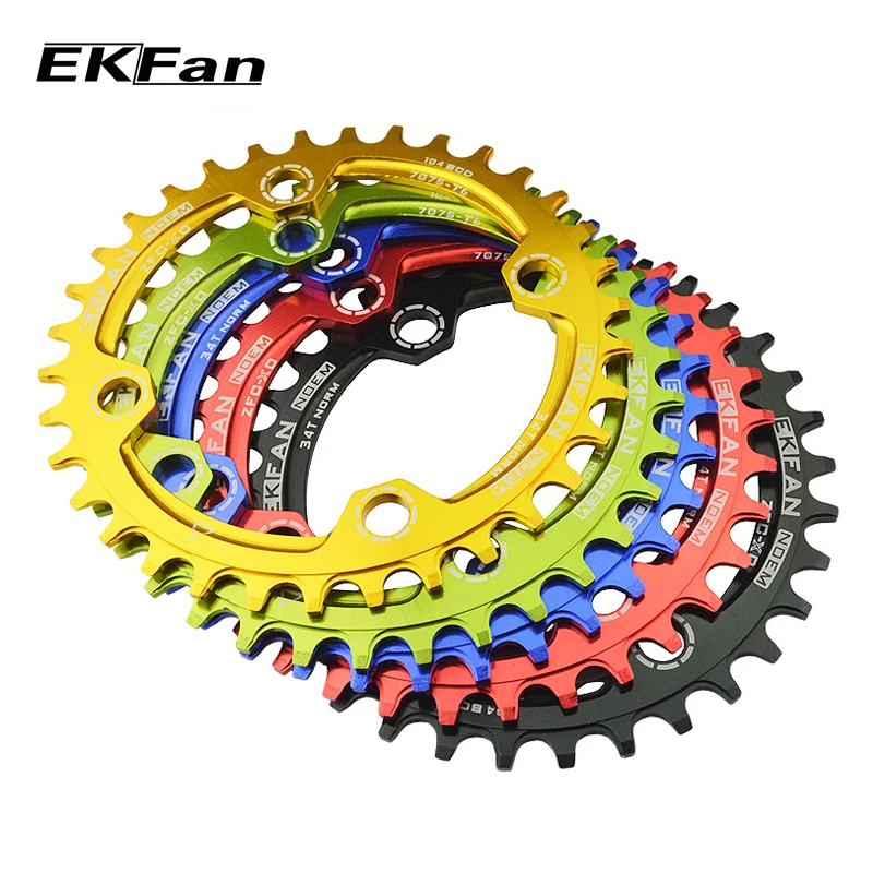 Цепь велосипедная EKFan узкая широкая 32T/34T/36T 104BCD MTB 7075-T6 одноплатная | Спорт и