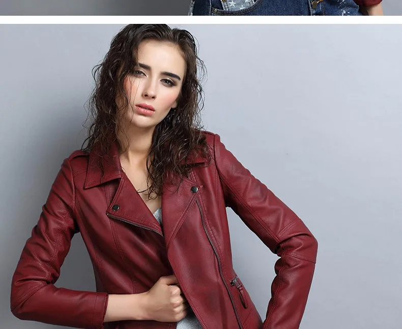 Женская кожаная куртка и пальто искусственная кожа застежка куртка мотоцикла с отложным воротником внешнее английское пальто Cuir Femme CJJ0050