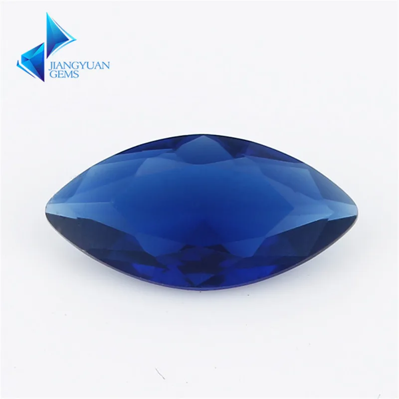 

100pcs 3*6-10*20mm Blue Color Marquise Shape Machine Cut Loose Borland Glass Gemstone Glass Beads Synthetic Gems