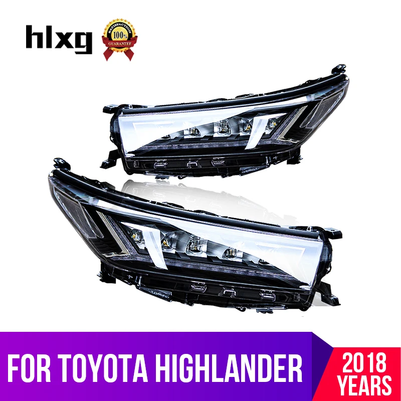 Hlxg Автомобиль Стайлинг корпус передней фары для Toyota Highlander 2018 светодиодные DRL