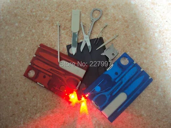 

Free shipping 120pcs/lot Swizerland multifunctional tool Multifunctional business card Camping Card with LED lights AS16