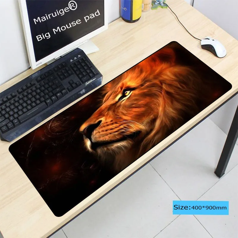 Большой игровой коврик для мыши Mairuige 400x900x3 мм геймерский с Львом тигром