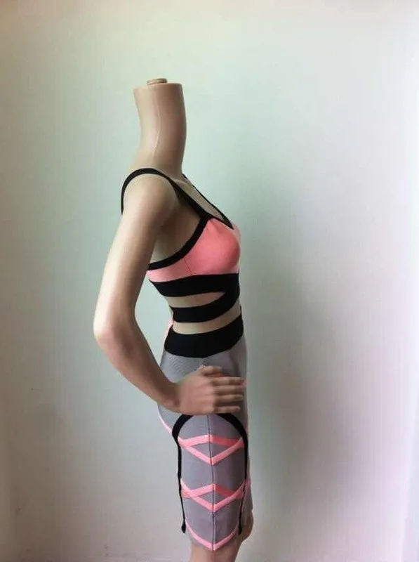 Сексуальное модное HL 2 шт. Бандажное платье новое поступление дамское дизайнерское облегающее HL Бандажное платье