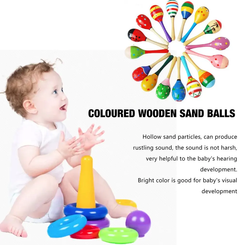 Красочный маленький деревянный молоток мультфильм песок мяч стук деревянный колокольчик детские развивающие игрушки дети лучший подарок