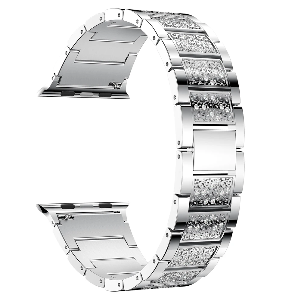 Розовое золото нержавеющая сталь кристалл ремешок для Apple Watch Series 1 2 3 38 мм 42 альтернатива ремешок для Аксессуары для iwatch