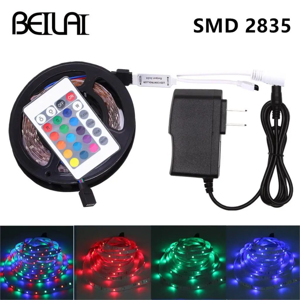 #Best 5M LED Strip SMD 2835 5050 led strip light waterproof RGB strip Flexible led ribbon diode tape with IR remote and DC 12v adapter