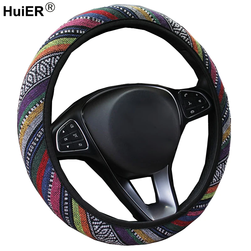 HuiER 5 стилей искусственная кожа льняная Оплетка на руль удобная для 37 38 см