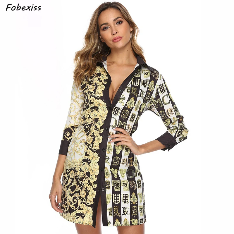 

Blouse Women Kimono Cardigan Three Quarter Sleeve Long Office Blouses Turn Down Collar Print Streetwear Long Blouses Dress Shirt