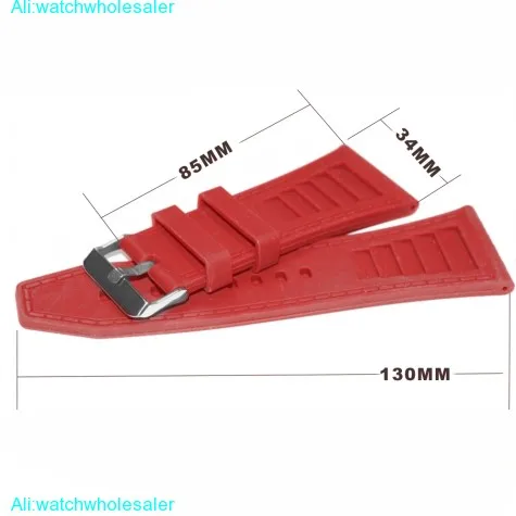 34mm Red Silicone Jelly Rubber Men Lady Watch Band Straps WB1046D34JB