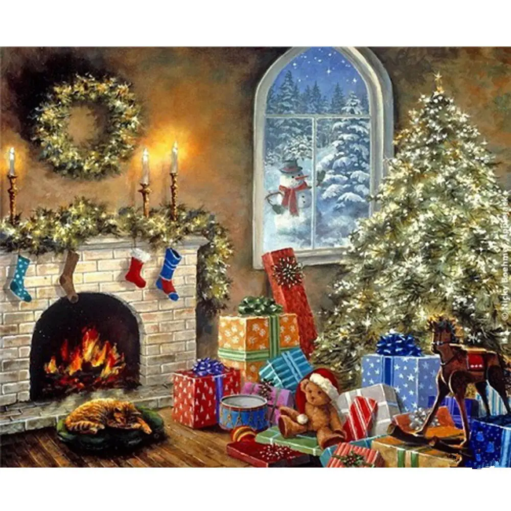 DIY PBN Рождество Arcylic живопись по номерам на холсте в рамке настенные картины искусство для гостиной украшение дома PH9498 - Цвет: PH9501