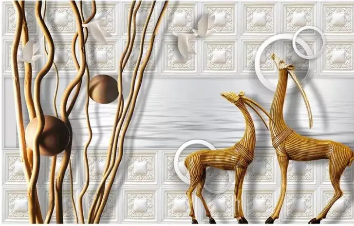 

Modern stylish twig antelope 3d background wall
