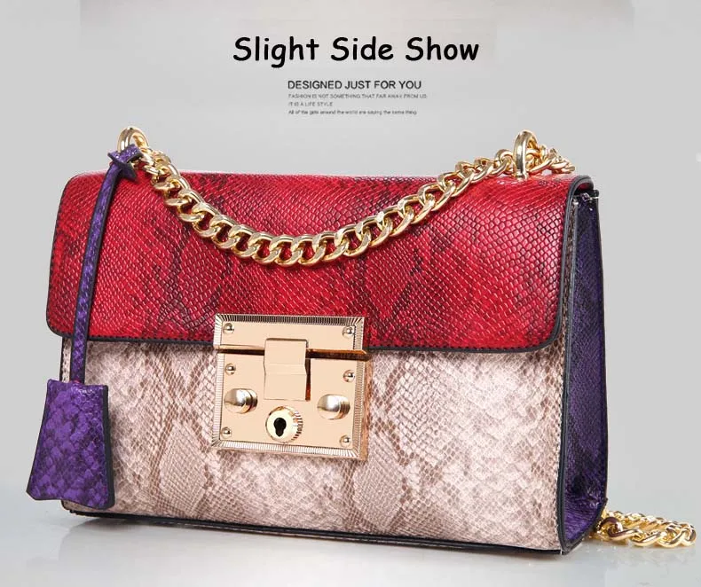 Women Colorful Snake Skin Print Flap Handbag (9)