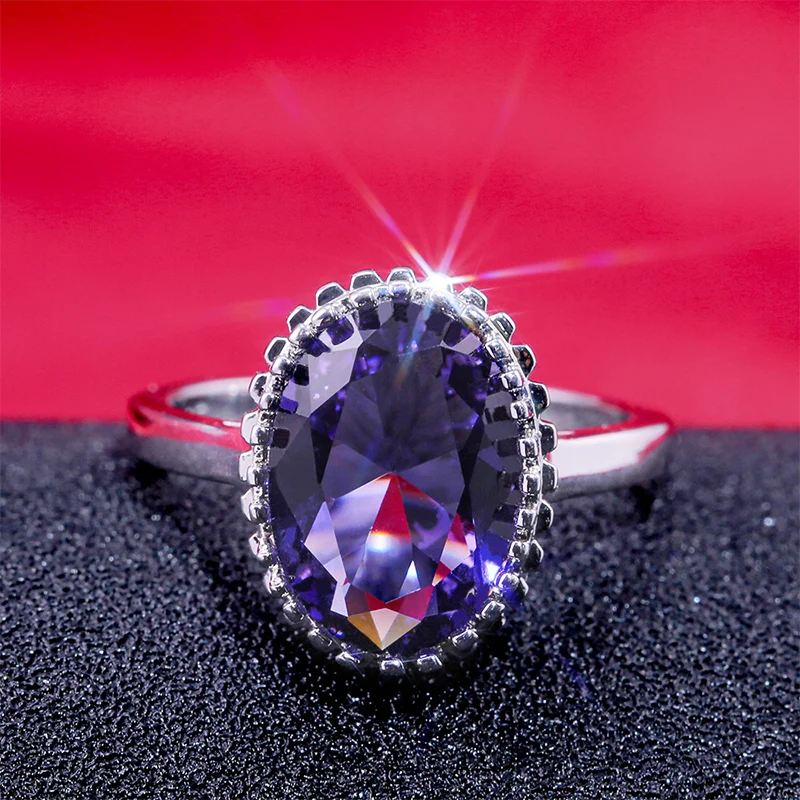 

Female Crystal Zircon Stone Ring 925 Silver Purple Colors CZ Ring Wedding Band Jewelry Promise Engagement Rings For Women Gifts
