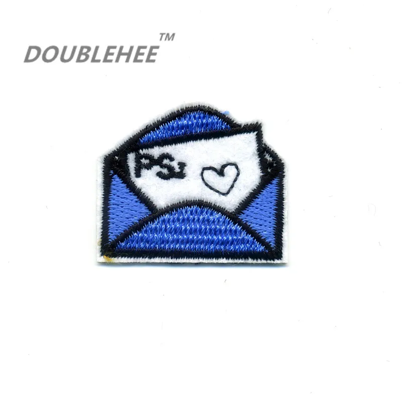 

DOUBLEHEE 3.7cm*3.2cm Embroidered Iron On Patches Blue Envelope Opened Design Embroidery diy Cloth Bags Shoes Accessories