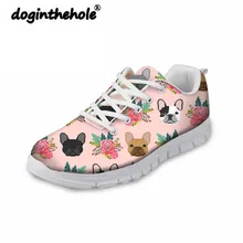Doginthehole Французский бульдог обувь с принтом обувь для ходьбы Для женщин уличная спортивная обувь дамы Повседневное кроссовки дышащие сетчатые обуви
