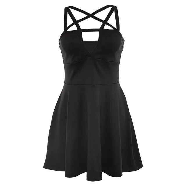 Gothic Pentegram Black Dress - Kuru Store