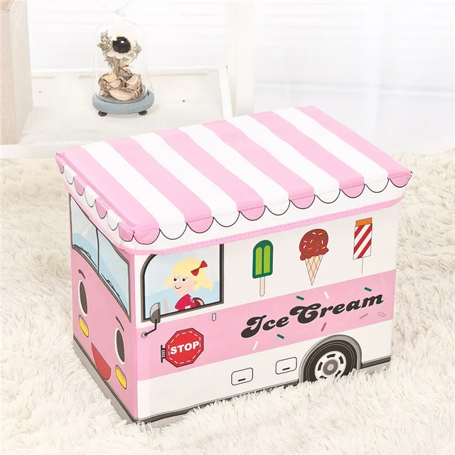 1pcs Child Toy Car Storage Box Container Clothes Organizer Bin Seat 1pcs Child Toy Car Storage Box Container Clothes Organizer Bin Seat Chair Stool Polices School Bus Fire Engine Ice Cream Van