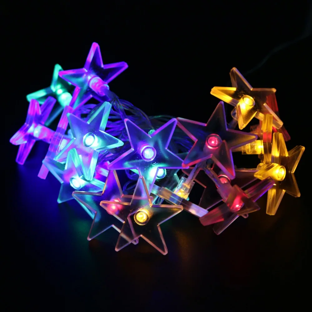 

2.3M 20 LED String Lights Twinkle Star Shaped Fairy Lights for Wedding Festival Birthday Party Decoration Lamp LED Bulbs #LO