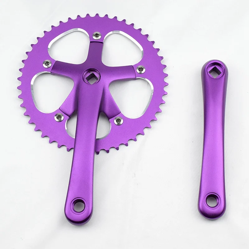 48T* 170 мм 130BCD серебро полный сплав односкоростная велосипедная кривошипная цепь наборы для велосипеда Fixie Fixed gear велосипед шатуны цепное колесо - Цвет: 48Tx170mm Purple
