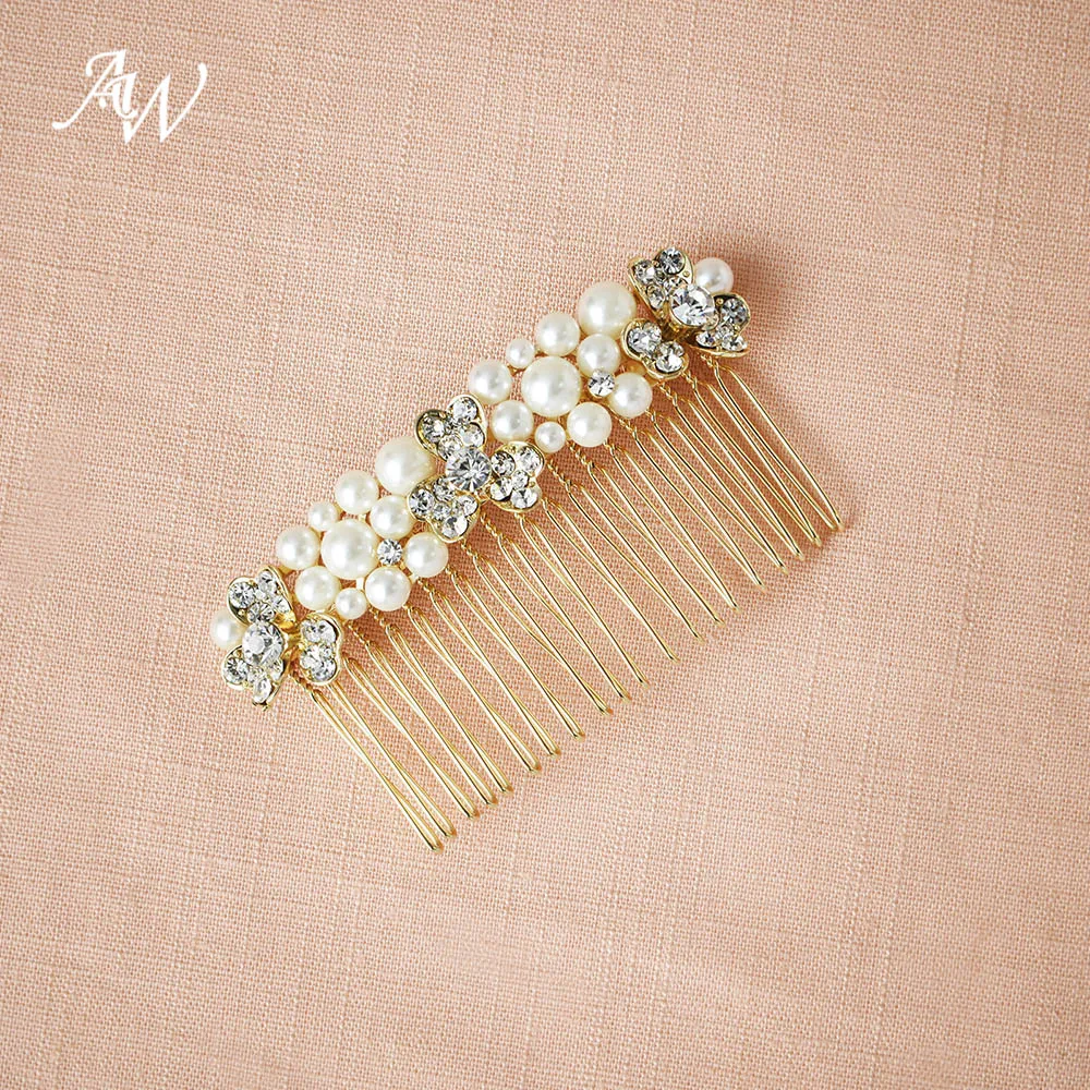 Buy AW Classic Pearled Floral Hair Combs Wedding Hair