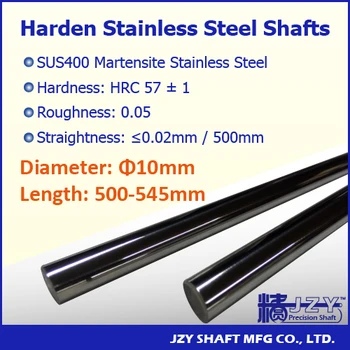 

Dia 10mm L500-545mm 3pcs/lot SUS400 stainless hardened shaft HRC56-58 percision transmission rod straight stable g6 h6 tolerance