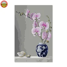 Цифровая картина маслом фалаенопсис ваза розовый керамический лепестки изображения пронумерованы для детей картины по номерам с акрилом
