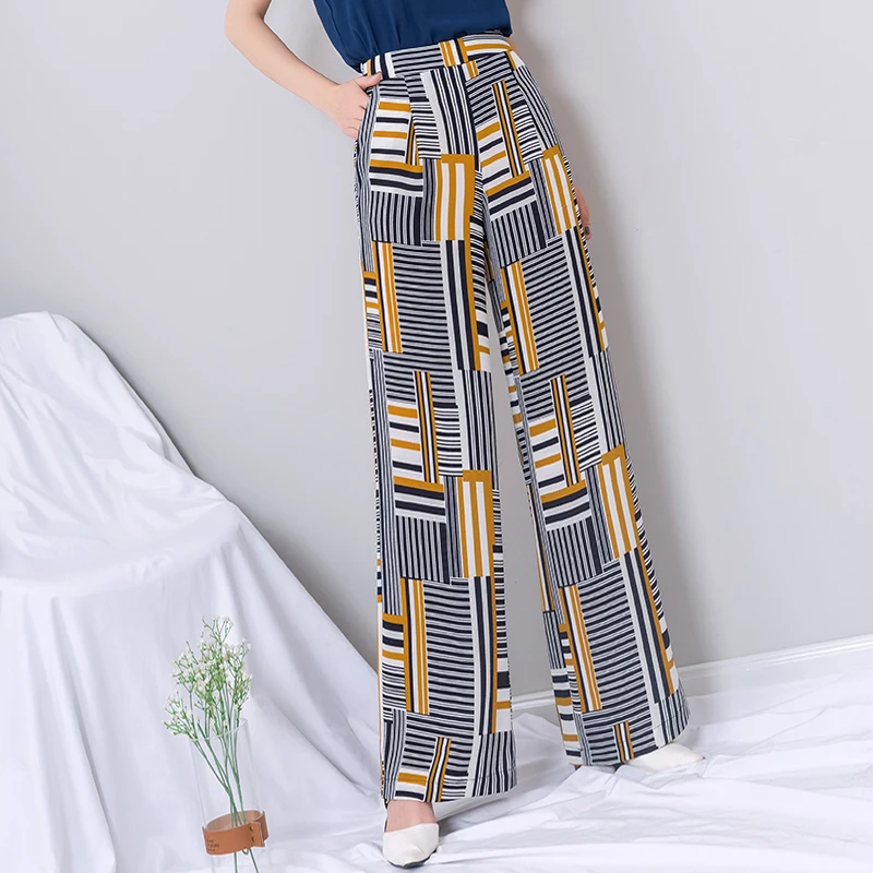Baby Room Womens Casual Striped High Waist Wide Leg Long Pallazo Pants