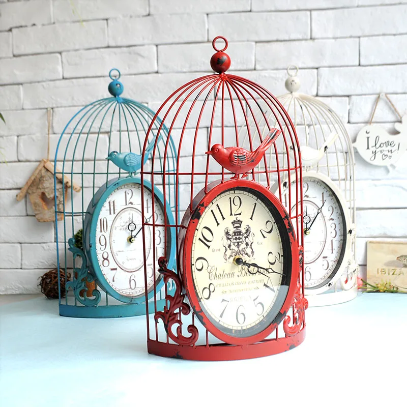 Bird Cage Wall Clock Vintage Antique Style Decor Hangingin Wall Clocks
