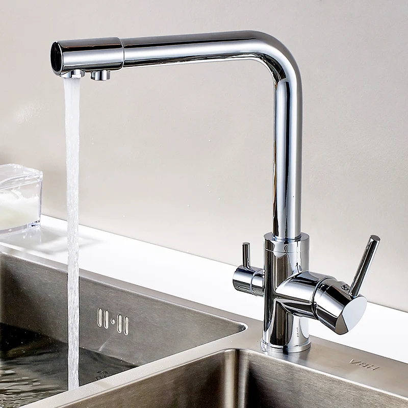 Fapully Degree Rotation Kitchen Faucet Water Filter Deck Mount Chrome Mixer Tap with Water Purification Features Kitchen Tap 176